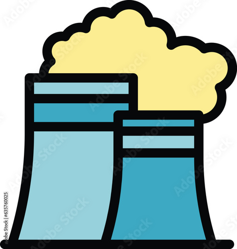 Power plant smoke icon outline vector. Air dust. Wind purify color flat