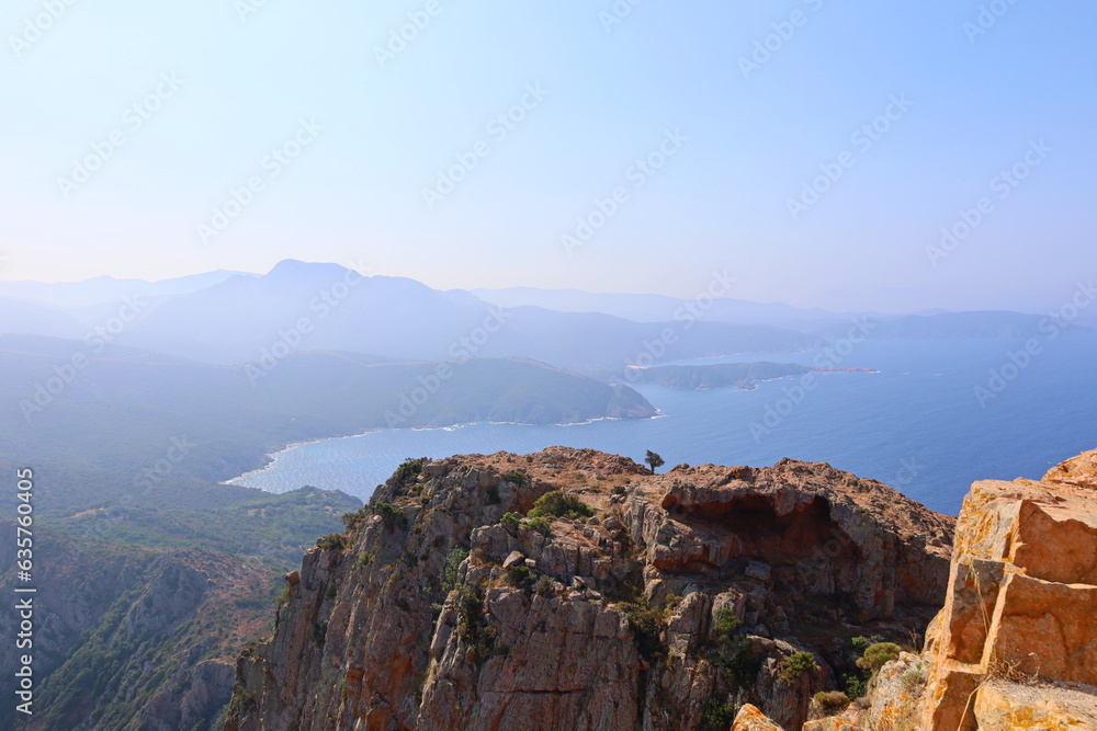Mountain landscape at Capu Rossu, the famous peninsula at the Golf of Porto, Corsica