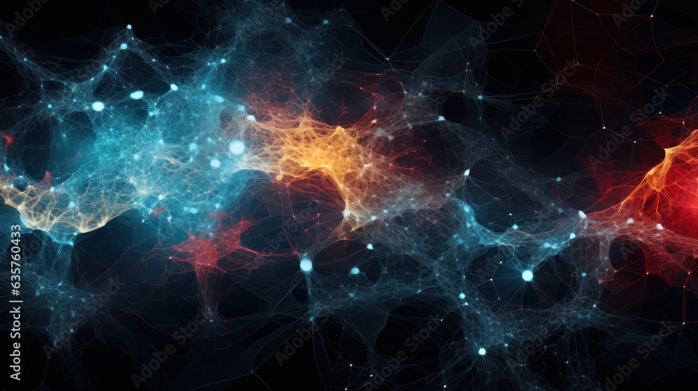 Fototapeta premium Neural Fusion: Abstract representation of the integration of human and AI neural networks | generative ai