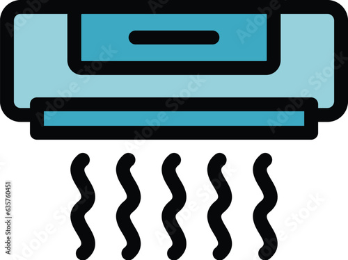 Air conditioner icon outline vector. Clean filter. Wind purify color flat