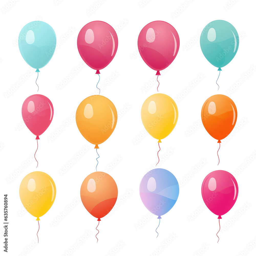 balloons flying isolated on white balloons flying isolated on white