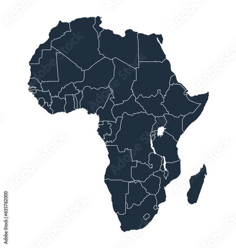 detailed africa map with separated countries
