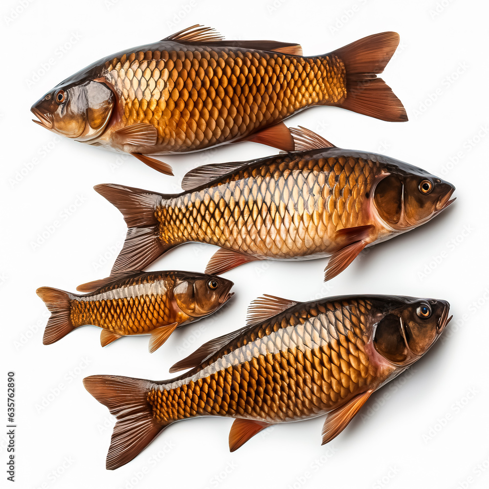 Carp full fish isolated on white background top view Carp full fish isolated on white background top view