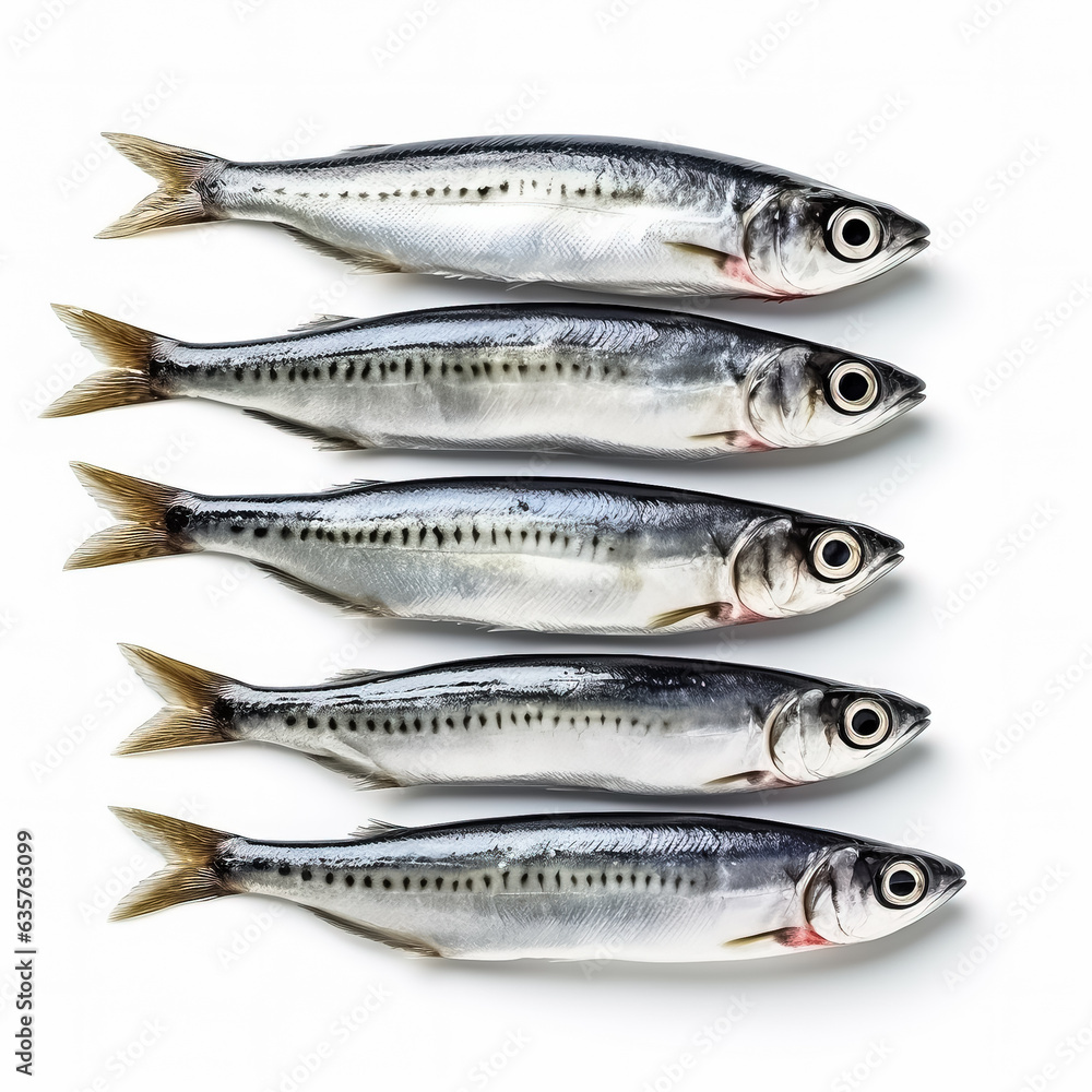 Sardines full fish isolated on white background top view Sardines full fish isolated on white background top view