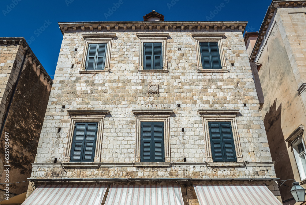 Building on Stradun, main street of Old Town of Dubrovnik cityCroatia