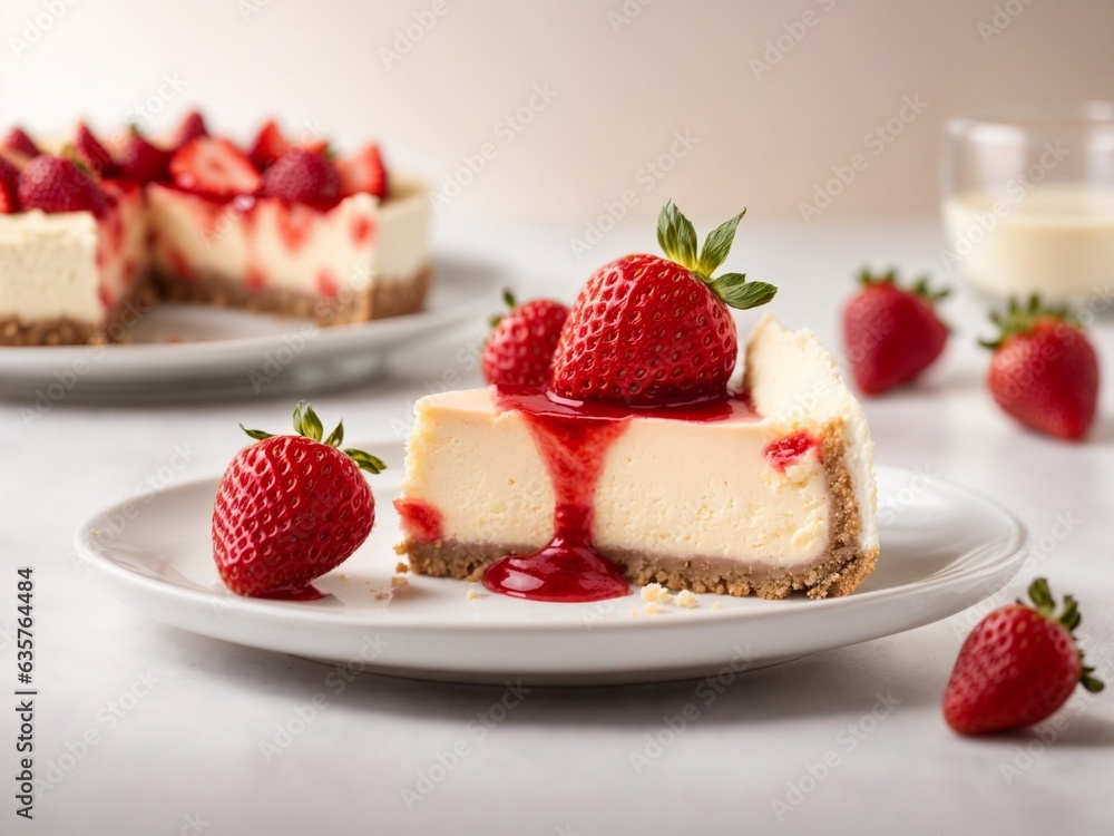 strawberry cheesecake on a plate strawberry cheesecake on a plate