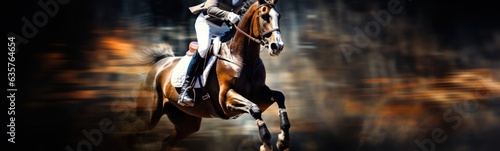 Equestrian jumping sports banner © kramynina