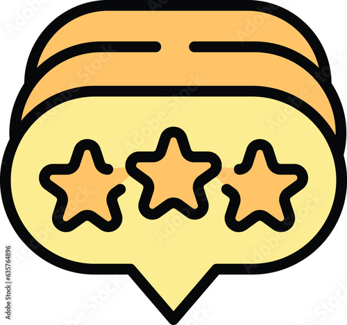 Chat review icon outline vector. Online report. Client business color flat