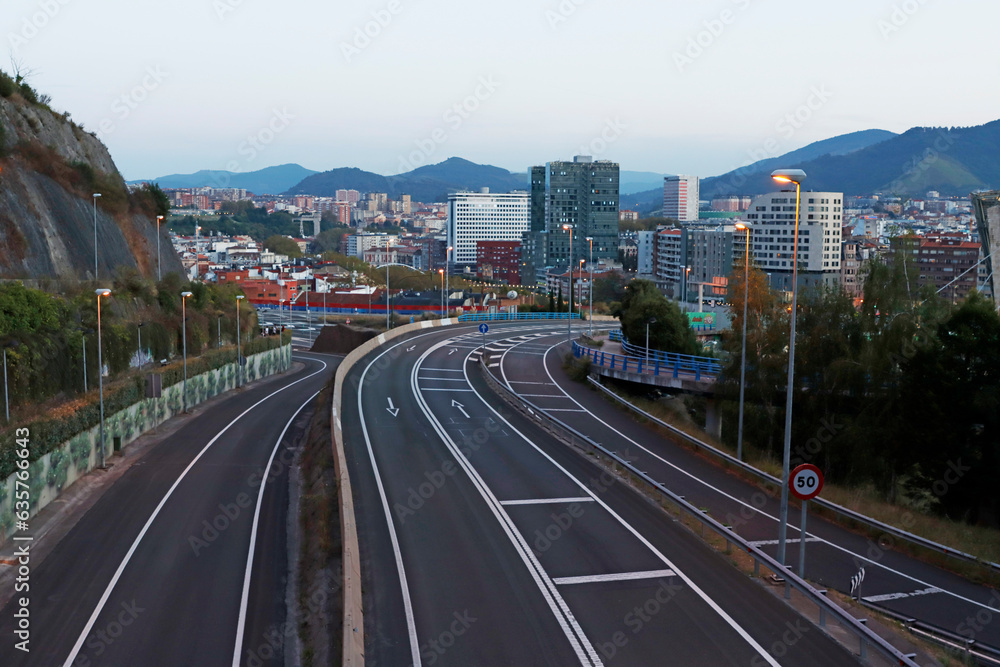 Road to enter to the city of Bilbao