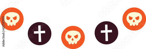 Spooky skull and crucifix on flag halloween illustration