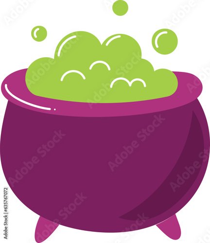 Cute spooky witch cauldron halloween illustration
