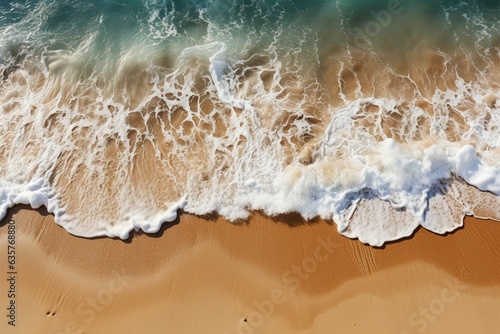 Seaside texture Top view sandy beach background ideal for mockups and advertising Generative AI