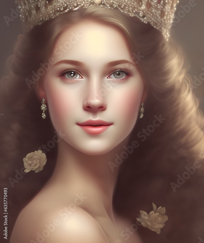 Princess, Portrait in Baroque Style, Generative AI Illustration