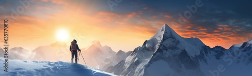 Mountaineering concept banner