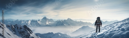 Mountaineering winter banner © kramynina