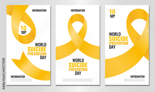 Vector Illustration of World suicide prevention day. Banner with ribbon. Use as advertising, invitation, banner,
