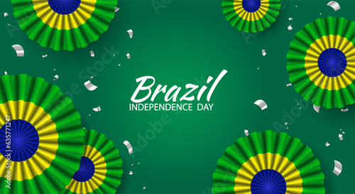 Vector Illustration of  Brazil Independence Day. Celebration banner. Cockade
