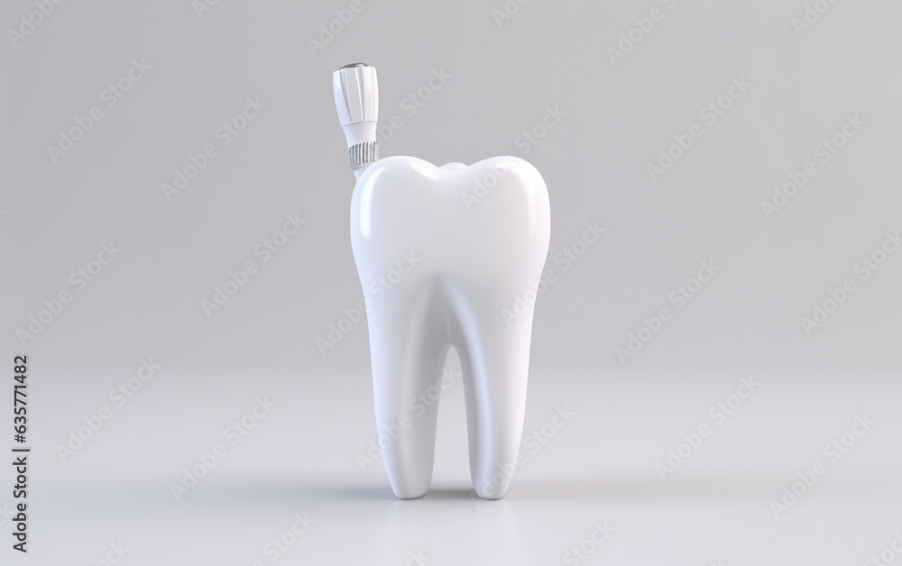 Toothpaste brush with a 3D design of white teeth in a white background Toothpaste brush with a 3D design of white teeth in a white background