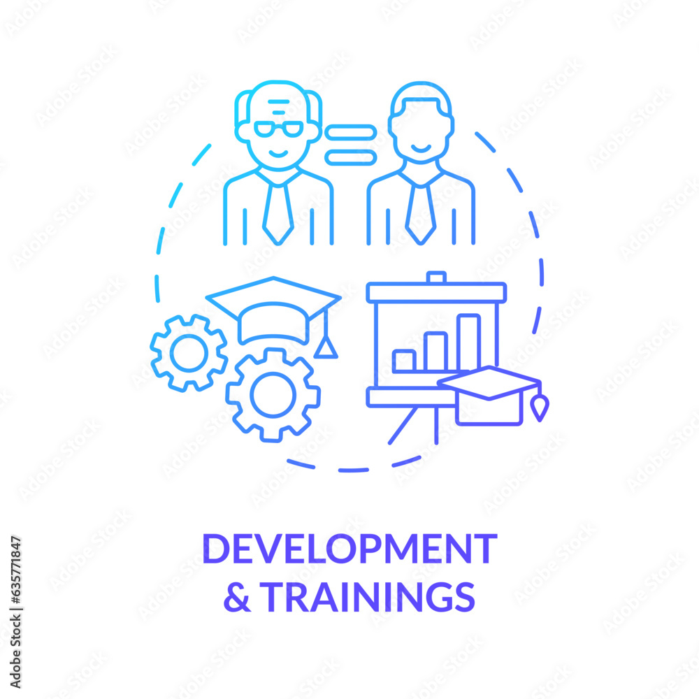 2D gradient development and trainings thin line icon concept, isolated vector, blue illustration representing unretirement. 2D gradient development and trainings thin line icon concept, isolated vector, blue illustration representing unretirement.