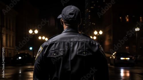 Black policeman in uniform. Security law justice profession. Generative AI technology.