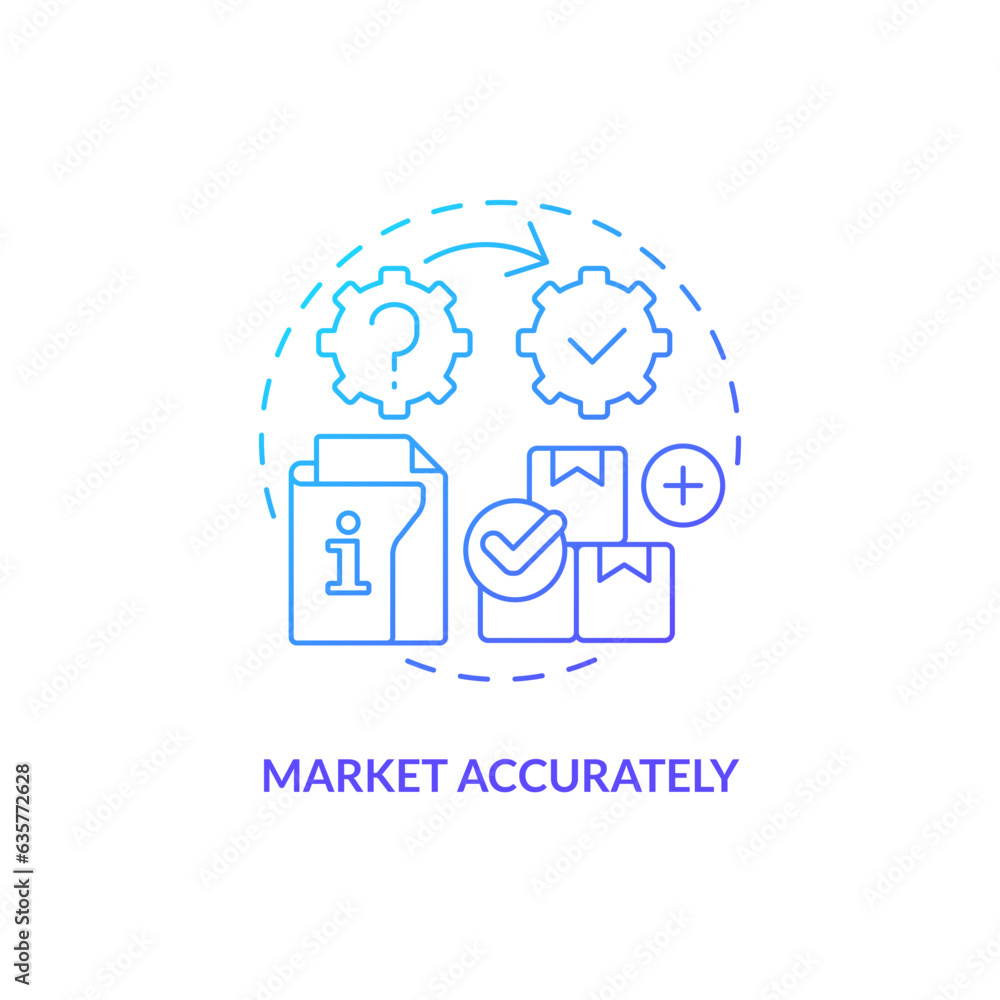 2D gradient market accurately thin line icon concept, isolated vector, blue illustration representing product liability. 2D gradient market accurately thin line icon concept, isolated vector, blue illustration representing product liability.