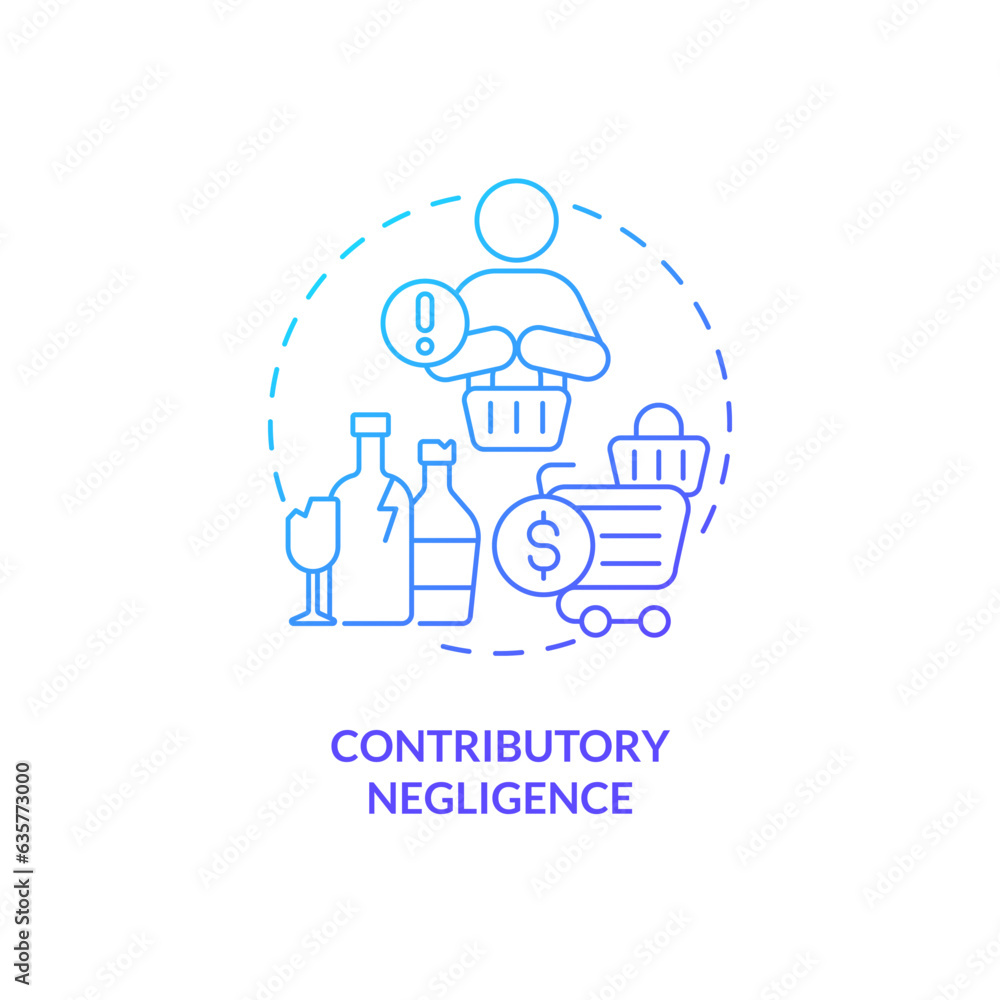 2D gradient contributory negligence thin line icon concept, isolated vector, blue illustration representing product liability. 2D gradient contributory negligence thin line icon concept, isolated vector, blue illustration representing product liability.