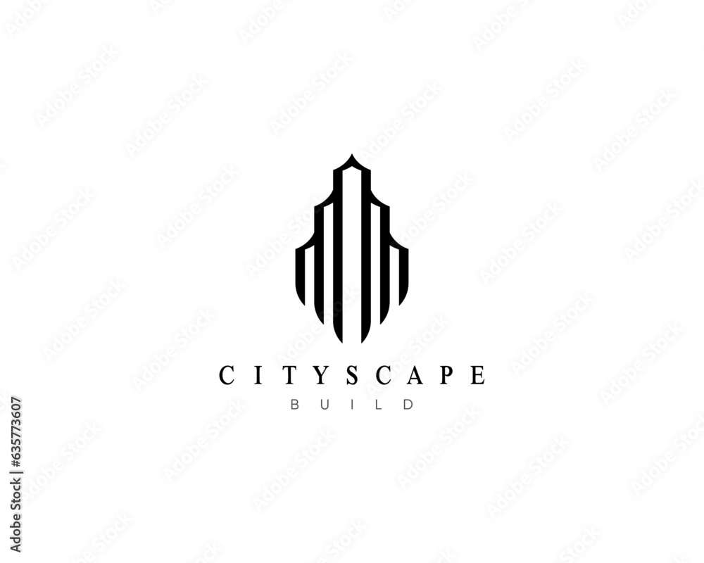 Abstract building logo design template. Design for real estate, architecture, construction, cityscape and skyscraper.