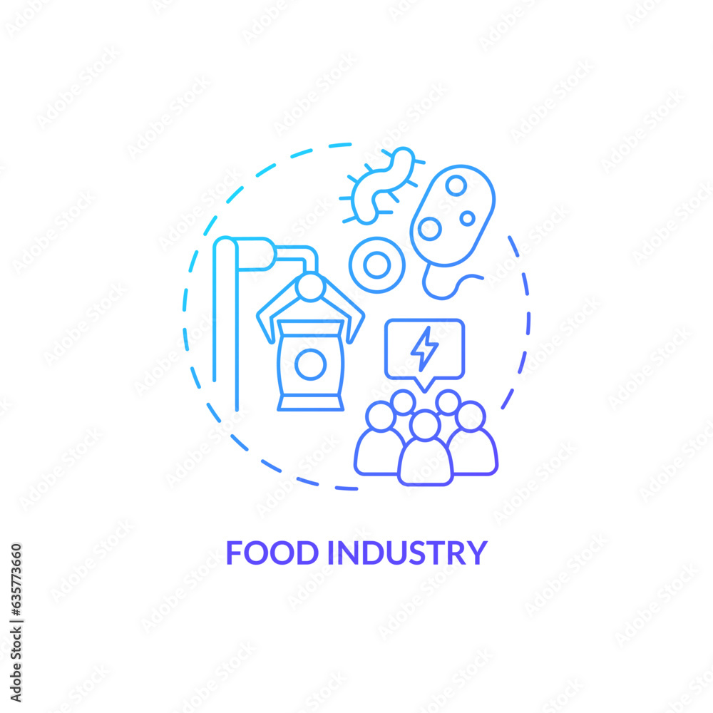2D gradient food industry thin line icon concept, isolated vector, blue illustration representing product liability. 2D gradient food industry thin line icon concept, isolated vector, blue illustration representing product liability.