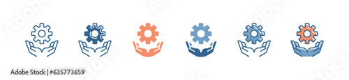 setting gear with hands icon vector. configure management gears organization control symbol illustration for web and app