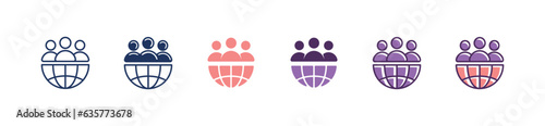 global community teamwork group company icon vector for worldwide business partnership organization symbol illustration