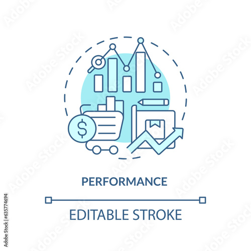 2D editable performance thin line icon concept, isolated vector, blue illustration representing vendor management.