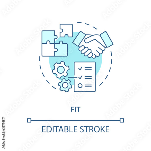 2D editable fit thin line icon concept, isolated vector, blue illustration representing vendor management.