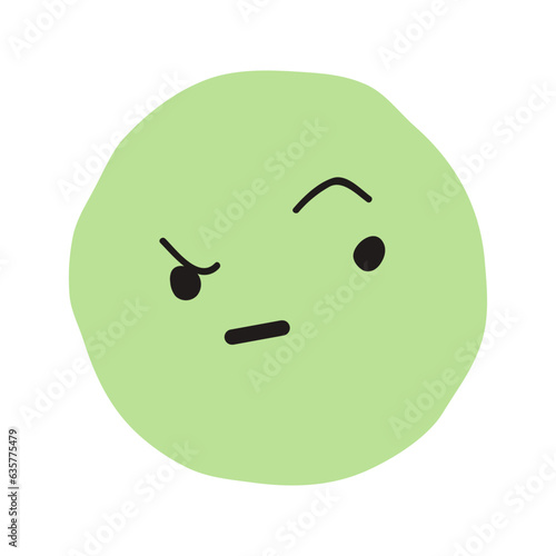 Suspicious face flat illustration