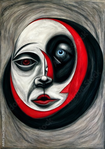 Abstract human face, yin ya...