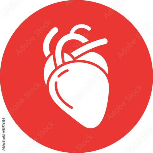 Human heart organ icon vector illustration design, circle shape flat icon design