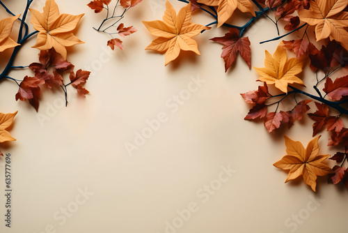 Autumn still life in honor of Thanksgiving, lunch and dinner in the family. With Generative AI technology