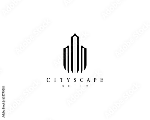 Cityscape logo. Modern cityscape  skyscraper  architecture  construction and city skyline vector symbol.