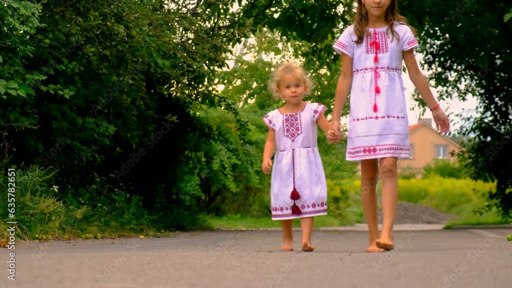 Children in vyshyvanka are patriots of Ukraine. Selective focus. Children in vyshyvanka are patriots of Ukraine. Selective focus.