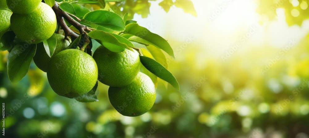 Green orange fruit. Generative AI technology.