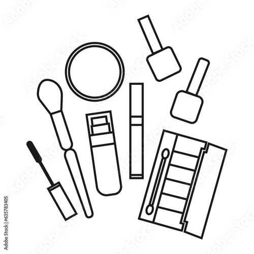 makeup cosmetics and brushes on whaite background vector design