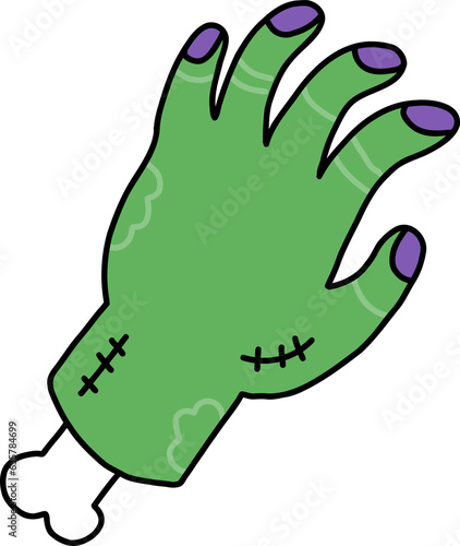 halloween zombie hand. hand draw