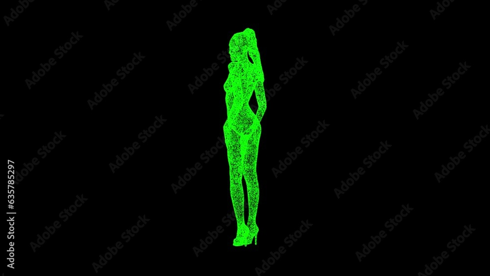 3D Woman in swimsuit rotates on black bg. Relax concept. Summer sea holiday. Business advertising backdrop. For title, text, presentation. 3d animation 60 FPS 3D Woman in swimsuit rotates on black bg. Relax concept. Summer sea holiday. Business advertising backdrop. For title, text, presentation. 3d animation 60 FPS