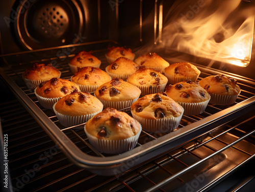 muffins baking in the oven