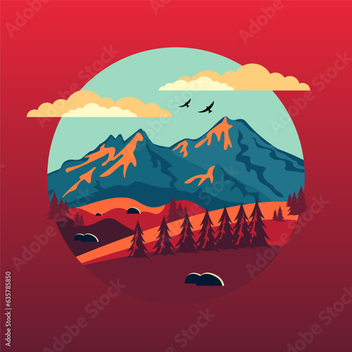 Beautiful mountain views with classic nuances with attractive colors