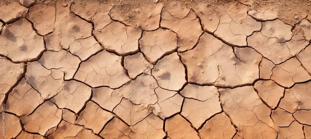 Hot dry cracked soil texture background. Generative AI technology.
Hot dry cracked soil texture background. Generative AI technology.
