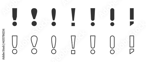 Attention icon. Exclamation mark symbol. Warning icon. Caution sign. Vector stock illustration.