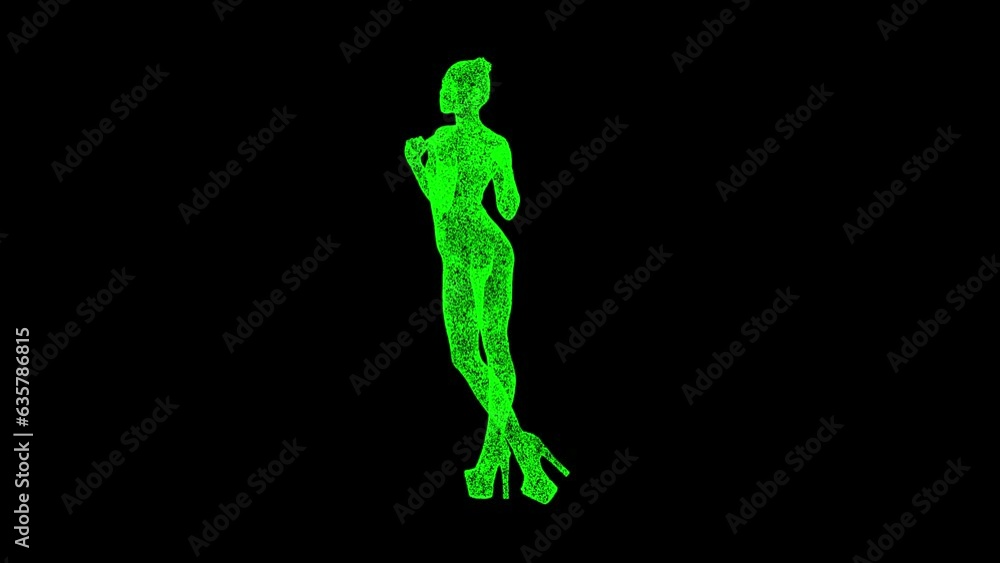3D Fashion model rotates on black bg. Relax concept. Business advertising backdrop. For title, text, presentation. 3d animation 60 FPS 3D Fashion model rotates on black bg. Relax concept. Business advertising backdrop. For title, text, presentation. 3d animation 60 FPS