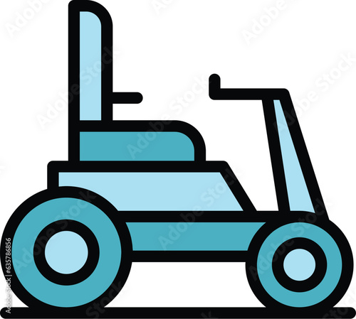 Age electric wheelchair icon outline vector. Scooter mobility. Motor vehicle color flat