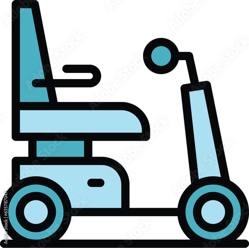 Electric wheelchair sitting icon outline vector. Scooter chair. Power drive color flat