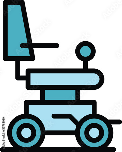 Medical electric wheelchair icon outline vector. Power drive. Motor person color flat